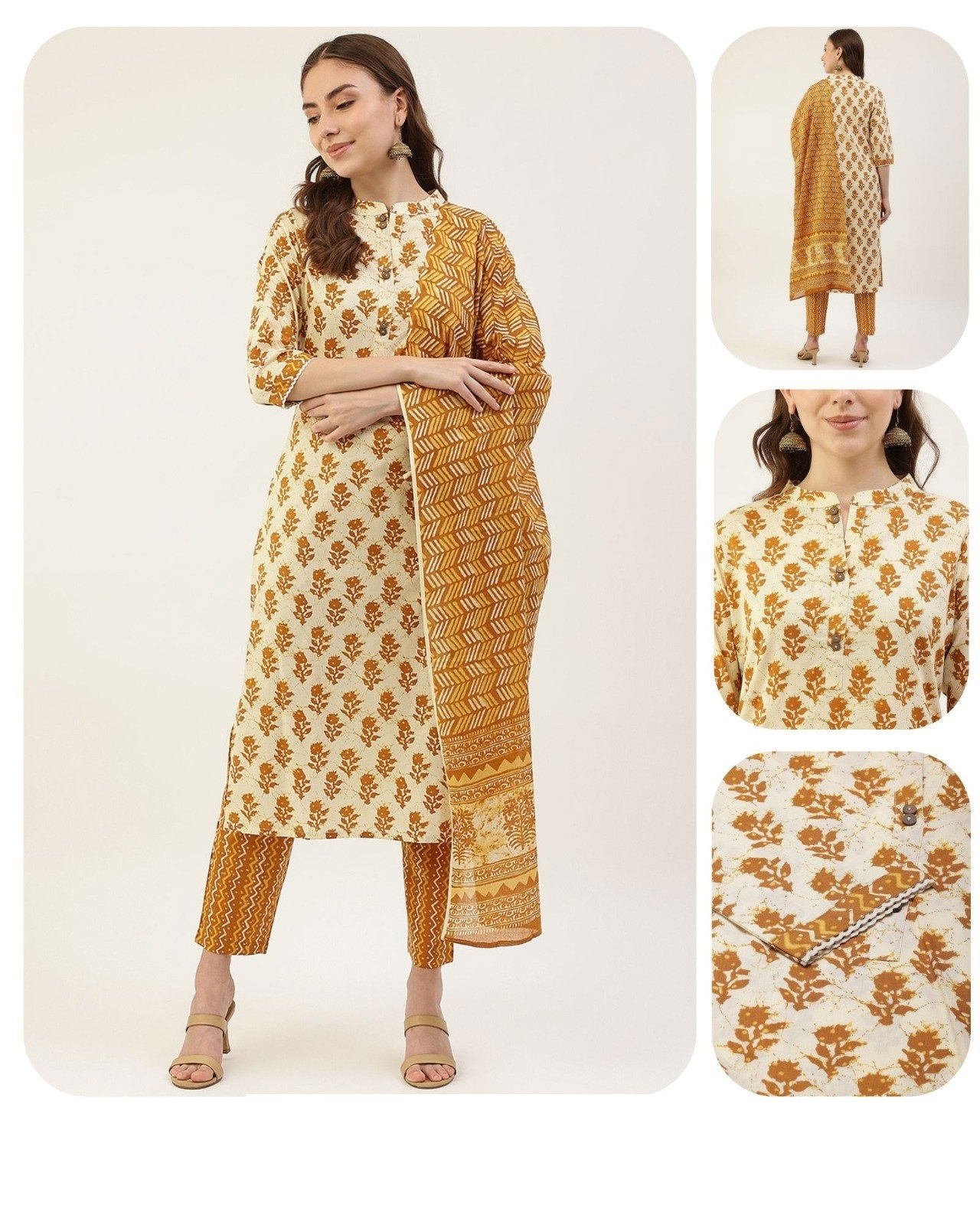 047 Set Cotton Printed Size Set Kurti With Bottom Dupatta Wholesale Market In Surat
